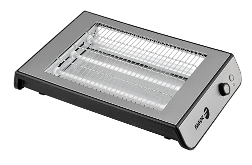 FAGOR - QuickToast Inox 900 W Leistung, komplett aus Edelstahl. Dreifacher Widerstand und 6 Bräunungsstufen., Rostfreier Edelstahl von Fagor