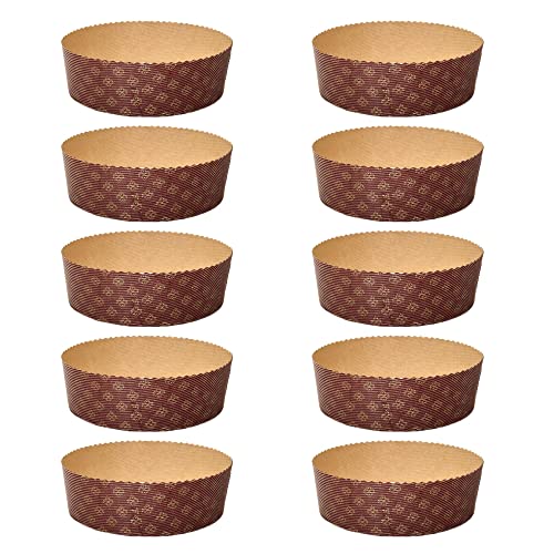 Backform für Panettone, niedrig, 750 g, Premium-Qualität (10 Stück) – Professionelle Panettone-Backförmchen aus gewelltem Papier aus reiner Zellulose, hitzebeständig bis 220 °C von FAH FAMILY AT HOME