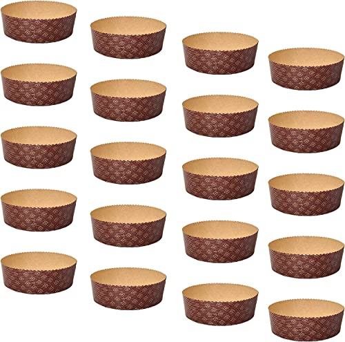 FAH FAMILY AT HOME Backform für Panettone, niedrig, 750 g, Premium-Qualität (20 Stück) – Professionelle Panettone-Backförmchen aus gewelltem Papier aus reiner Zellulose, hitzebeständig bis 220 °C von FAH FAMILY AT HOME