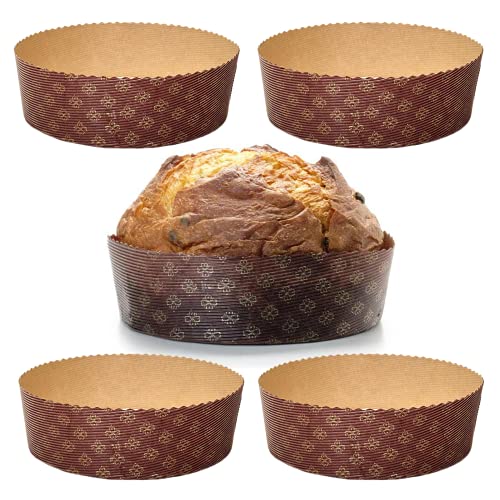 Panettone-Backform, niedrig, 500 g, Premium-Qualität (5 Stück) – Professionelle Panettone-Förmchen aus reinem Zellulose-Papier aus Mikrowelle, für Panettone, hitzebeständig 220 °C von FAH FAMILY AT HOME