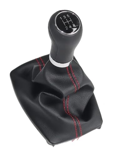 FAHBSTR Für A4 8E B6 B7 2000-2008 Auto Schaltknauf Hebel Gaitor Boot Cover Schalthebelknauf Schaltknauf Knauf(12345r Red Line Set) von FAHBSTR