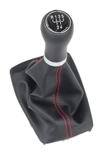 FAHBSTR Für A4 8E B6 B7 2000-2008 Auto Schaltknauf Hebel Gaitor Boot Cover Schalthebelknauf Schaltknauf Knauf(R12345 Red Line Set) von FAHBSTR