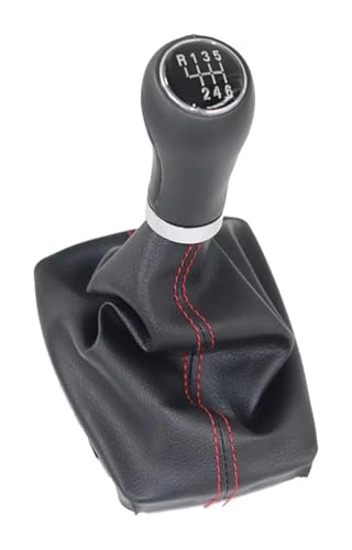 FAHBSTR Für A4 8E B6 B7 2000-2008 Auto Schaltknauf Hebel Gaitor Boot Cover Schalthebelknauf Schaltknauf Knauf(R123456 Red Line Set) von FAHBSTR