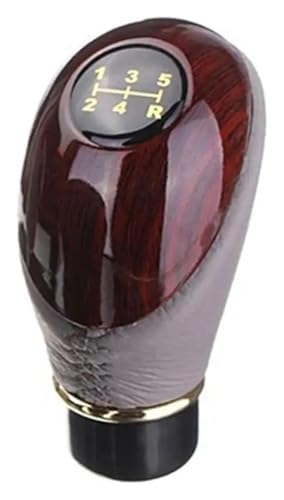 FAHBSTR Universal Auto Schaltknauf Holz PU Leder Auto Lkw 5 Geschwindigkeit Hebel Manuelle Getriebe Shift Stick Shifter Handball Schaltknauf Knauf(Gray) von FAHBSTR