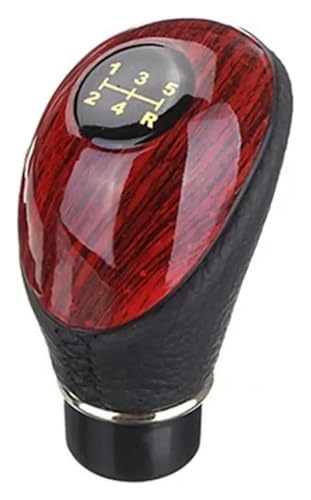 FAHBSTR Universal Auto Schaltknauf Holz PU Leder Auto Lkw 5 Geschwindigkeit Hebel Manuelle Getriebe Shift Stick Shifter Handball Schaltknauf Knauf(Schwarz) von FAHBSTR