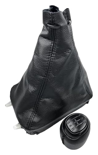 Für SAAB 93 9-3 SS 2003-2012 5/6 Geschwindigkeit Schaltknauf Leder Gamasche Boot Abdeckung Fall Hebel Shifter Auto Styling Schaltknauf Knauf(5 Speed Black Combo) von FAHBSTR