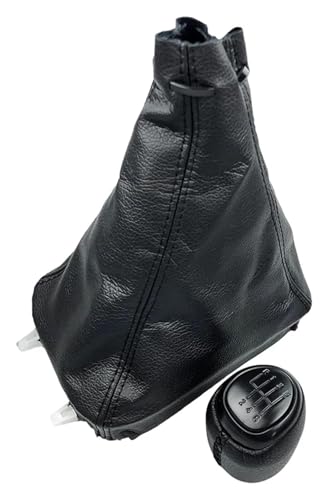 Für SAAB 93 9-3 SS 2003-2012 5/6 Geschwindigkeit Schaltknauf Leder Gamasche Boot Abdeckung Fall Hebel Shifter Auto Styling Schaltknauf Knauf(6 Speed Black Combo) von FAHBSTR