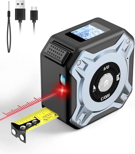 Laser Entfernungsmesser 40M, Maßband 5M 2-in-1, mit HD Digitaldisplay, USB Aufladung Lasermessgerät, ±2mm Genauigkeit, Mehreren Messmodi, Entfernungsmesser für Heimwerken und Wohnkultur, Ft/M/In, IP54 von FAHEFANA