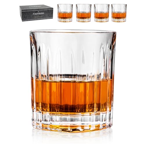 FAHIMEH Whisky GläSer, Drehen Bourbon Whiskey GläSer Set of 4, Scotch Rum Cognac Rock Tumbler Old Fashioned Tasting Glass, Originelle Personalisiert MäNner Freund Vater Unique Geschenke Box, 250ml von FAHIMEH