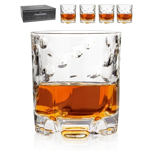 FAHIMEH Whisky GläSer, Drehen Bourbon Whiskey GläSer Set of 4, Scotch Rum Cognac Rock Tumbler Old Fashioned Tasting Glass, Originelle Personalisiert MäNner Freund Vater Unique Geschenke Box, 250ml von FAHIMEH