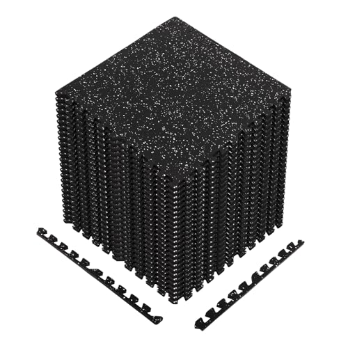 FAHKNS Gymnastikmatte, 1,4 cm dicke Trainingsmatten, 12 Stück, 48 m² Gummi-Oberseite, Bodenfliesen, EVA-Schaumstoff, Übungsmatte – langlebig, rutschfest, ineinandergreifende Matte, Fitnessboden für von FAHKNS