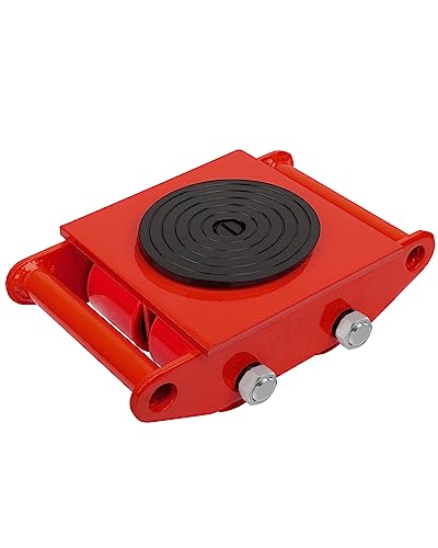 FAHKNS Machinery Moving Skate Heavy Duty Machinery Skates Cargo Mover 6T Machine Skates with 360° Rotation Cap 4 PU Roller for Heavy Duty Industrial Moving Equipment(Red) von FAHKNS