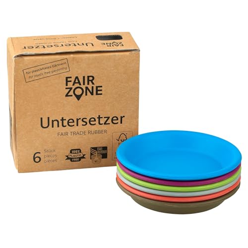 FAIR ZONE Untersetzer 6er Set bunt aus fair gehandeltem Naturkautschuk - FSC-Zertifiziert - Plastikfrei & umweltfreundlich - Hitzebeständig & langlebig - Flexibles Umtopfen von FAIR ZONE