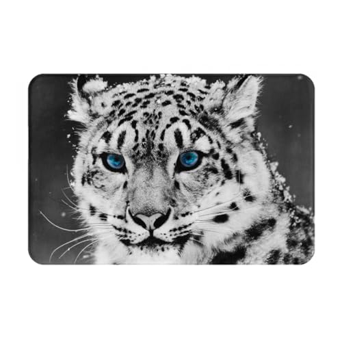 FAIRAH Snow Tiger Bedruckte Flanell Anti-Rutsch-Bodenmatte, Außen- und Inneneingang Anti-Rutsch-Tür, Innenhof-Teppich von FAIRAH