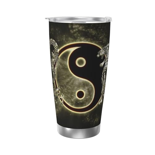 FAIRAH Yin-Yang-Auto-Tasse mit Drachentigerdruck, Neopren, isolierte Hüllen, Becherhalter, ideal für 590 ml Becher von FAIRAH