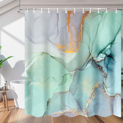 FAIRYGATE Badezimmer Vorhang Marmor Shower Curtain Duschvorhang Anti Schimmel Wasserdicht Badvorhang Duschvorhänge mit 12 Duschvorhangringe für Badezimmer 180 x 180cm Polyester B8912 von FAIRYGATE