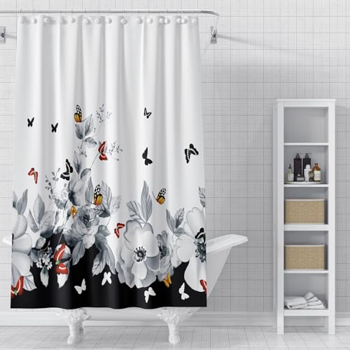 FAIRYGATE Duschvorhang Antischimmel Bath Curtain Duschvorhang 180x180cm Anti Schimmel Wasserdichter Waschbar Duschvorhänge Stoff Polyester Badewanne Vorhang mit Duschvorhängeringen B9712 von FAIRYGATE