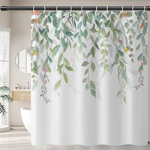 FAIRYGATE Bathroom Curtains Washable Shower Curtains Duschvorhang Textil Vorhang Buch Antischimmel Polyester mit 12 Ringe für Badezimmer Waschbar und Schnell Trocken mit Blätter B9608 von FAIRYGATE