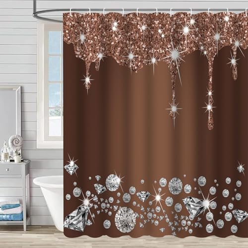 FAIRYGATE Duschvorhang Braun 180 Duschvorhang Antischimmel 180x180 cm Bad Waschbare Polyester Textil wasserdichte für Badewanne Bad mit 12 Duschvorhangringe B8311 FAIRYGATE Duschvorhang Braun 180 Duschvorhang Antischimmel 180x180 cm Bad Waschbare Polyester Textil wasserdichte für Badewanne Bad mit 12 Duschvorhangringe B8311 von FAIRYGATE