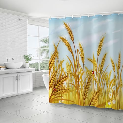 FAIRYGATE Duschvorhang Fenster Bathroom Curtains Duschvorhang Textil Stoff 180 x 180cm Badevorhang Badewanne Polyester Anti Schimmel Schnell Trocknende mit 12 Duschvorhangringen B9905 von FAIRYGATE