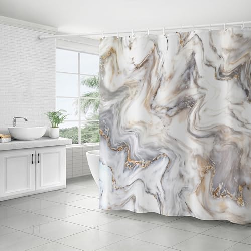 FAIRYGATE Duschvorhang Marmor Duschvorhang Beige Duschvorhang Antischimmel Badewannenvorhang Steinmuster Badvorhang Wasserdicht Antibakteriell Shower Curtain für Dusche und Badewanne 180x180cm B8911 FAIRYGATE Duschvorhang Marmor Duschvorhang Beige Duschvorhang Antischimmel Badewannenvorhang Steinmuster Badvorhang Wasserdicht Antibakteriell Shower Curtain für Dusche und Badewanne 180x180cm B8911 von FAIRYGATE