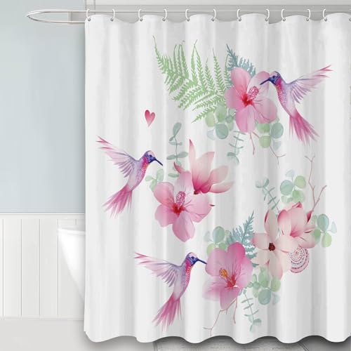FAIRYGATE Duschvorhang Schimmelresistent Shower Curtain Duschvorhang Blätter Duschvorhänge 180x180 cm Anti Schimmel Wasserdicht Polyester Stoff Waschbar Bad Vorhäng für Badzimmer mit 12 Haken B8214 von FAIRYGATE