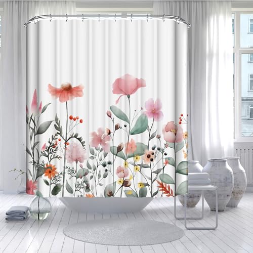 FAIRYGATE Duschvorhang mit Haken Dusche Gardinen Duschvorhang Schimmelfest Beständig für Badezimmer Große Quadrate Muster Lang Badezimmer Badewanne Antibakteriell Duschvorhänge 180x180CM B9805 von FAIRYGATE