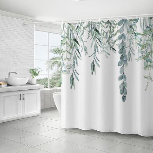 FAIRYGATE Outdoor Vorhänge Wetterfest Badvorhang Bath Curtain Duschvorhang Grün Antischimmel Duschvorhänge Textil Wasserdicht Shower Curtains Badewanne Waschbar mit 12 Haken 180x180 cm B9516 von FAIRYGATE
