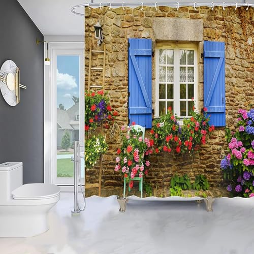 FAIRYGATE Vorhänge Badezimmer Duschvorhang für Badewanne aus Stoff Wasserdichter mit Waschbarer Textil in der Größe 180 cm x 180cm Polyester Waschbar Polyester Stoff Badevorhänge B8525 von FAIRYGATE