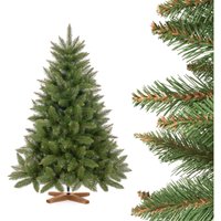 Künstlicher Weihnachtsbaum Fichte Natur, mit grünem Stamm und Echtholz Baumständer - Fairytrees von FAIRYTREES