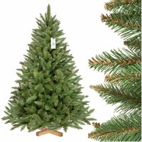 Fairytrees - Weihnachtsbaum künstlich 150cm fichte Natur mit Christbaum Holzständer Tannenbaum künstlich mit grünem Stamm Made in eu von FAIRYTREES