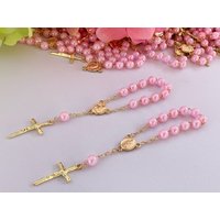 25 Taufe Begünstigte Acryl Rosa Perlen V Vergoldet/Mini Rosenkränze/Kommunion Gefälligkeiten Decenario Recuerdos De Bautizo 25 Taufe Begünstigte Acryl Rosa Perlen V Vergoldet/Mini Rosenkränze/Kommunion Gefälligkeiten Decenario Recuerdos De Bautizo von FAITHPIECES