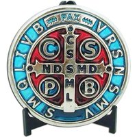 Handgemachte Xl St. Benedikt Medaillon Blau Und Rot/Kreuz Medaille Von San Benito St von FAITHPIECES