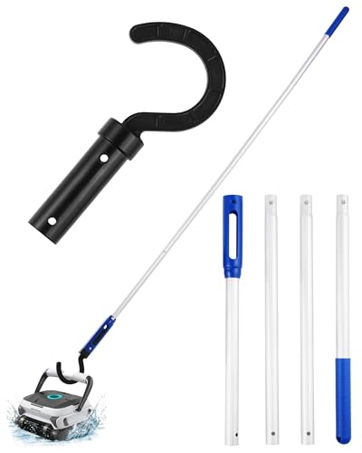 FAITIO Pool-Roboter-Abholhaken, 160 cm, verstellbare Edelstahl-Aluminiumstange, robuster, abnehmbarer Haken für Poolroboter, Saugroboter, Poolreiniger, oberirdisch, Unterwasserreiniger von FAITIO