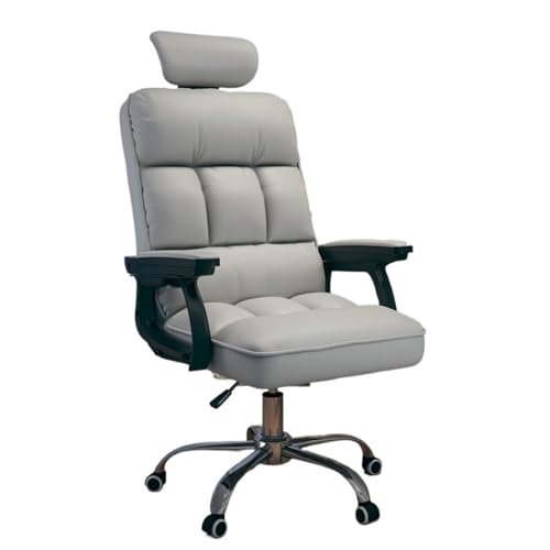 FAJNUZI2024 Bürostuhl Ergonomisch Chefsessel Bürostuhl PU-Leder Computer-Schreibtischstuhl, höhenverstellbar, Schwenkräder Arbeitsstuhl(Grigio) von FAJNUZI2024