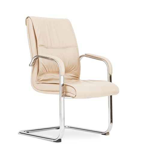 FAJNUZI2024 Bürostuhl Ergonomisch Home Office PU-Leder-Gästestuhl for Empfangsbüro, Besprechungszimmer, Konferenzraum und Wartezimmer, Büro, Zuhause, mit Armlehne Arbeitsstuhl(Weiß) von FAJNUZI2024