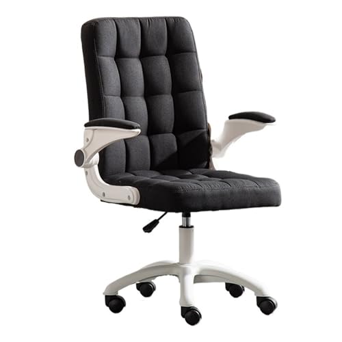 FAJNUZI2024 Bürostuhl Ergonomisch Home-Office-Stuhl mit verstellbaren Armlehnen, weicher und bequemer Stoff-Bürostuhl, Arbeitszimmerstuhl, mittelhohe Rückenlehne, Drehsitz Arbeitsstuhl(Schwarz) von FAJNUZI2024