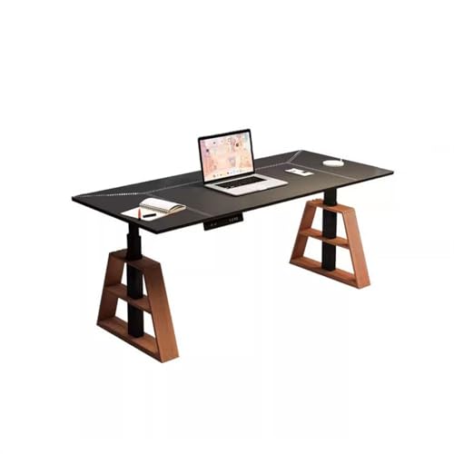 FAJNUZI2024 Computertisch Elektrischer Hubtisch Desktop Gaming Intelligente PC-Werkbank Massivholz Büroschreibtisch Arbeitszimmer Heimgebrauch(140 * 60 * 60-125cm) von FAJNUZI2024