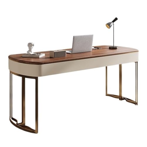 FAJNUZI2024 Computertisch Home-Office-Schreibtisch mit Metallrahmen, moderner Schreib- und Arbeitstisch Schubladen, Retro-Braun(L) von FAJNUZI2024