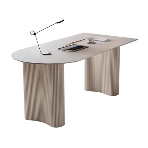 FAJNUZI2024 Computertisch Laptop-Schreibtisch aus weißer Steinplatte mit schicken Tischbeinen Eisen, moderner Schreibtisch, Frisiertisch for das Home-Office-Schlafzimmer(M) von FAJNUZI2024