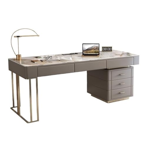 FAJNUZI2024 Computertisch Moderner Home-Office-Schreibtisch mit Aktenschrank, USB-Anschlüssen und Steckdosen, Schreibtisch aus Schiefer(L) von FAJNUZI2024