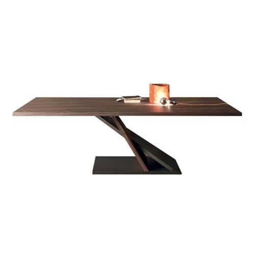 FAJNUZI2024 Computertisch Moderner Schreibtisch-Arbeitsplatz aus Massivholz for das Home Office, Langer Esstisch-Konferenztisch mit stabilem Metallfuß(M) von FAJNUZI2024