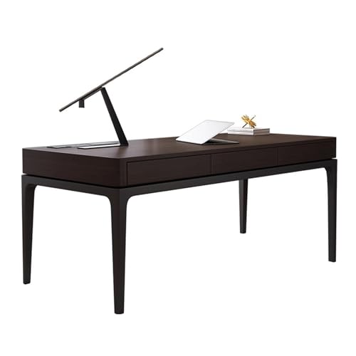 FAJNUZI2024 Computertisch Moderner Schreibtisch mit versteckten Schubladen und Ladestation, Büromöbel aus Massivholz, Rahmen Kohlenstoffstahl(M) von FAJNUZI2024