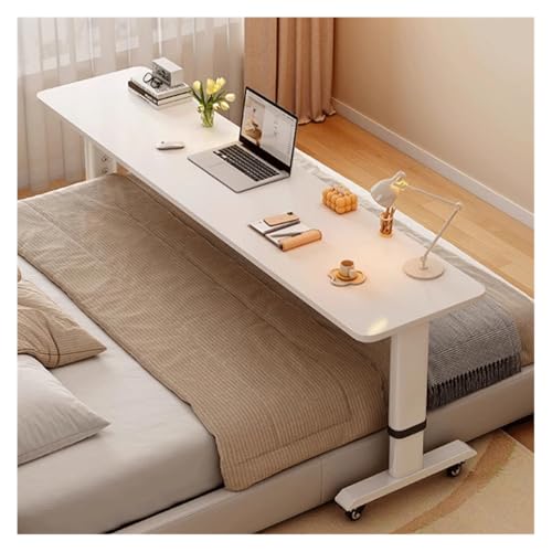 FAJNUZI2024 Computertisch Überbetttisch mit Rollen, höhenverstellbarer, mobiler Laptopwagen, Computertisch for Zuhause/Krankenhaus mit Rädern(150x40x68cm) von FAJNUZI2024