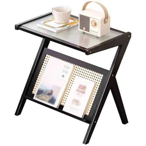 FAJNUZI2024 Couchtisch Kleiner Couchtisch mit Aufbewahrung, Mobile Teestation for Wohnzimmer, modernes und minimalistisches Design for Teeservice und Servieren Wohnzimmertisch(Schwarz,55cm) von FAJNUZI2024