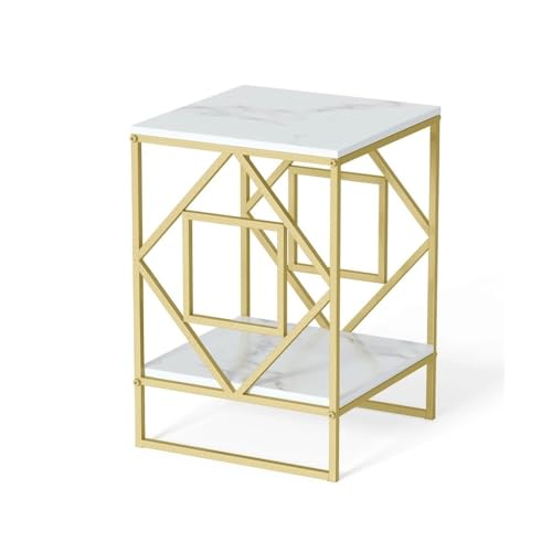 FAJNUZI2024 Couchtisch Marmor Couchtisch for Wohnzimmer Büro Sofa Ende Seite Gold Rahmen Schreibtisch Wohnzimmertisch von FAJNUZI2024