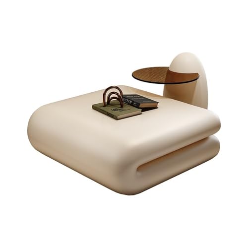 FAJNUZI2024 Couchtisch Minimalistischer, kreativer Couchtisch aus Glas, luxuriöses Design, Tischset in Buchform for Moderne Wohnzimmer Wohnzimmertisch(Weiß,80cm) von FAJNUZI2024