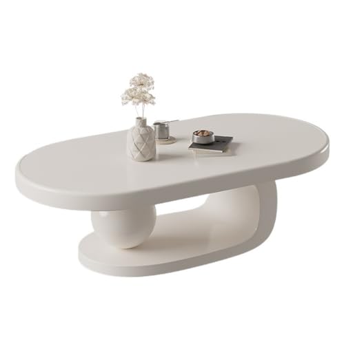 FAJNUZI2024 Couchtisch Moderner minimalistischer ovaler Couchtisch aus Massivholz, luxuriöse Wohnzimmermöbel, platzsparendes Design for kleine Häuser Wohnzimmertisch(100cm) von FAJNUZI2024