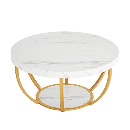FAJNUZI2024 Couchtisch Sofa Beistelltisch Metallrahmen Massiv Rund for Büro Kaffeebar Kleiner Tisch Wohnzimmertisch von FAJNUZI2024