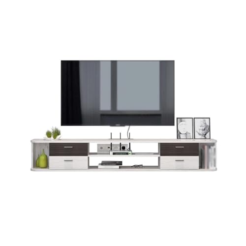 FAJNUZI2024 Lowboard Hängend Schwebendes TV-Regal, wandmontierter TV-Schrank mit 4 Schubladen for Wohnzimmer oder Büro TV Schrank(Weiß,Klein) von FAJNUZI2024